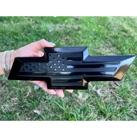 EverPartStore 2015-2020 Suburban Tahoe Black American Flag Metal Overlay Emblem Front Rear Set