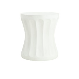 Christopher Knight Home Earleant Outdoor Side Table, Lightweight Concrete Garden Stool with Round top and Cinched Waist, Decorative Accent Table Patio End Table for Balcony Beach Pool, Antique White