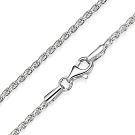 MATERIA Women's 2 mm Rolled Cord Necklace in 925 Sterling Silver, 8.8 g, in 40, 45, 50, 60, 70 and 80 cm, with Jewellery Box, No. K42, Silver