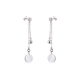 Sterling Silver Circle Disc Ball CZ Stud Dangle Earrings