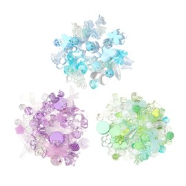 JIHUOO 150g Assorted Acrylic Beads Candy Color Plastic Beads Cute Flower Beads Pastel Bracelet Beads Aesthetic Beads Charms for Jewelry Making Blue Green and Purple