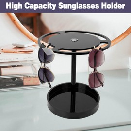 JABNOW 360 Degree Rotating Acrylic Glasses Stand, Multiple Glasses Storage, Black Holder, Sunglasses Stand, for Storage and Presentation Glasses, Glasses Stand for Hanging