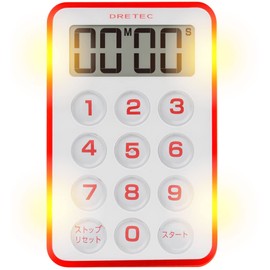 dretec(ドリテック) フラッシュタイマー 最大セット99分99秒 カウントアップ 光 アラーム レッド T-184RD