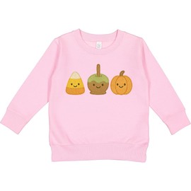 inktastic Cute Fall Candy Corn Caramel Apple Pumpkin Faces Toddler Sweatshirt 4T Pink 46402