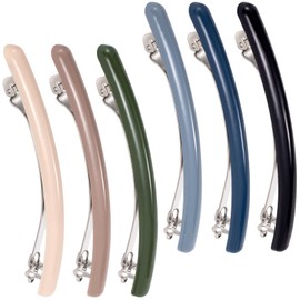 Joez Wonderful Hair Barrettes for Women, French No Slip Flat Clips, Claw Clasps for Thin Hair Styling Accessories - 6pcs