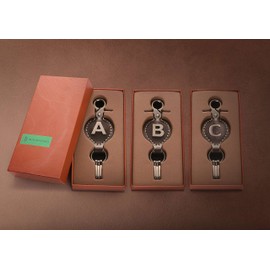 Leather Keychain For Men, Single Letter Alphabet with Easy Clasp - A - Rich Brown - One Size