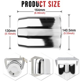 RhinoTuning 1 set of 2pcs 5.15in clip-on centre hubcaps carbon steel wheel caps 6.36in tall center hub cap for Trailer/Truck concave electroplated bright chrome