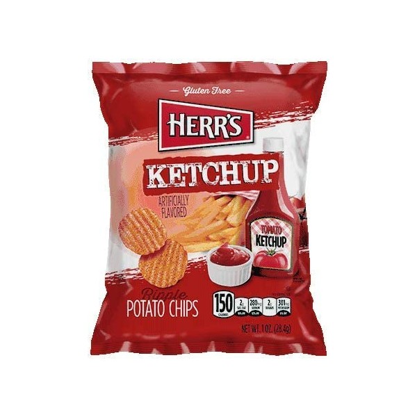 Herr's Ketchup Flavored Potato Chips 1 oz Bags - Pack of 42