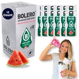 Bolero- Sugar Free Drink Mix Packets Watermelon Fruit Flavors | Powdered Flavored Water Packets | 12 Large Sachet On The Go Packets