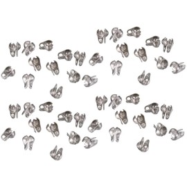 50 Pieces Stainless Steel Ball Chain Connectors Clamshell Calotte End Cap Knot Cover Connector Clasp Open Bead Tips Knot Covers Fits 2.4mm Ball Chain for Jewelry Craft Making, Silver