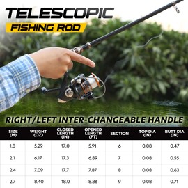 PLUSINNO Fishing Rod and Reel Combos Carbon Fiber Telescopic Fishing Rod with Reel Combo Sea Saltwater Freshwater Kit Fishing Rod Kit (Full Kit with Carrier Case, 2.7M 8.86FT)