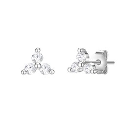 Glanzstücke München Women's Stud Earrings 925 Sterling Silver with White Zirconia, Silver, Cubic Zirconia