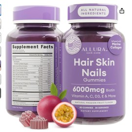 allura Hair Skin and Nails Vitamins for Women –Extra Strength 6000mcg Biotin Hair Gummy