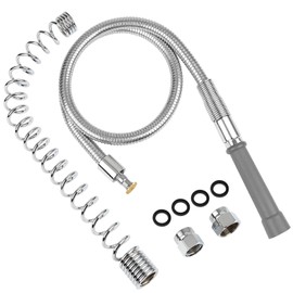 44inch Commercial Sink Hose with Grip Handle & Spring, Replacement B-0044-H Pre-Rinse Hose Stainless Steel Overhead Spring & Heat Resistant Handle for T&S Brass Faucet Restaurant Industrial Dishwasher