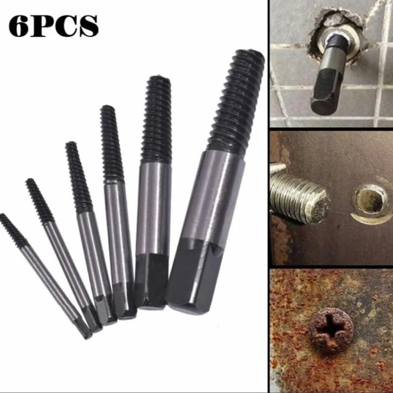 6 Pcs Screw Extractor Set, Damaged Screw Extractor Set, Easy
