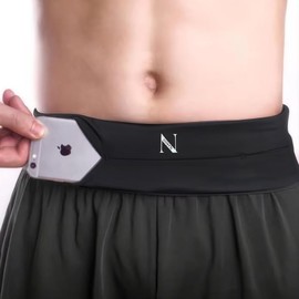 Comfy Running Waist Belt & Phone Holder- Bounce-Free Storage for Essentials - Moisture-Wicking & Reflective - Perfect for Jogging, Gym and Travel (Black, Large)