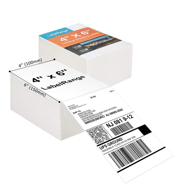 LabelRange 4''X6'' Direct Thermal Shipping Labels (1000 4x6 Fan-fold Labels)