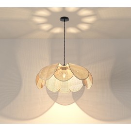 MLTYCZY Boho Chandelier, Rustic Hemp Rope Pendant Light Hand-Woven Rattan Cage Basket Hanging Lamp Wicker Coastal Retro Light Fixtures for Hallway Entryway Kitchen Island Dining Room Bedroom UL Listed