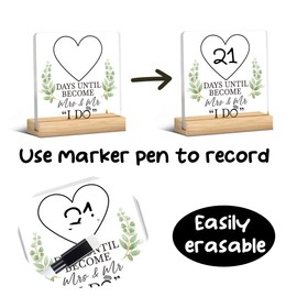 Wedding Countdown Acrylic Sign Desk Decor Engagement Gifts for Couples Fiance Women Men Home Office Sign Accessories Desk Decor