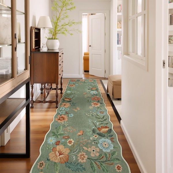 Lahome Floral Hallway Runner Rug Non Slip, 2'6''x10' Washable Runner