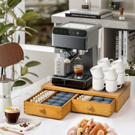 NANXITU K Cup Storage Organizer,Wood Coffee Pod and Tea Bag Holder,Kcup Drawer Coffee Maker Stand,Home Kitchen Counter Holds Up to 30 Pods Capacity