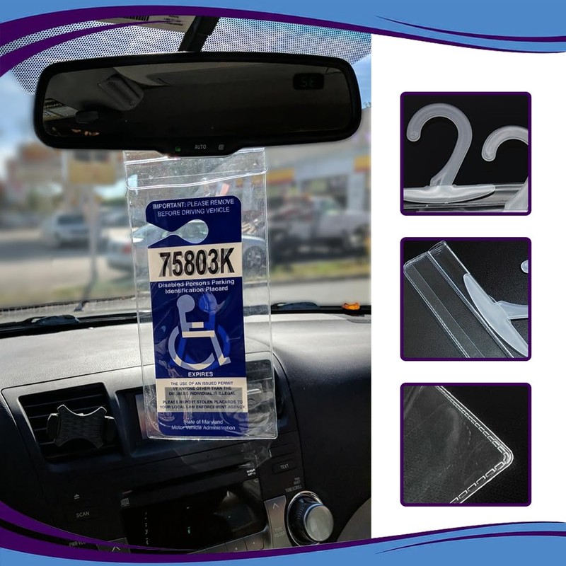 QZTYTY 4PCS Handicap Placard Holder, Disabled Parking Permit Holder, 11.6"