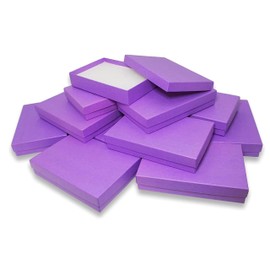 N'icePackaging 100 Qty - Royal-Purple Kraft Cotton Filled Gift Boxes - Size 5 7/16" x 3 1/2" x 1" - USA Made - Holidays/Birthdays/Sales/Storage/Display/Travel