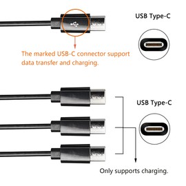 CERRXIAN USB Type C Splitter Charging Cable,4.9ft 4 in 1 Multi Charging Cable, USB A to 4 x USB Type C Y Splitter Data Snyc Cord(1.5m-4 USB C, Black)
