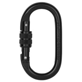 Oimzzr 25KN Professional Climbing Carabiner Screw Locking Gate Carabiner Heavy Duty O-shape Steel Climbing Buckle Lightweight Hammock Locking Clip for Climbing Rappelling,Black