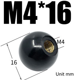 Anawakia Bakelite Ball Knob Round Handle with Black Thread Copper Insert (10,M4 x 16mm)