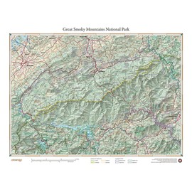 Benchmark Maps Great Smoky Mountain National Park, Tennessee Wall Map (26" x 35" - Front Lamination)