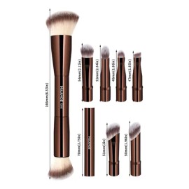 Set De Brochas Para Maquillaje Profesional, Brocha De Maquillaje Con Cabezales Desmontables Y Reemplazab Color Marrón Café