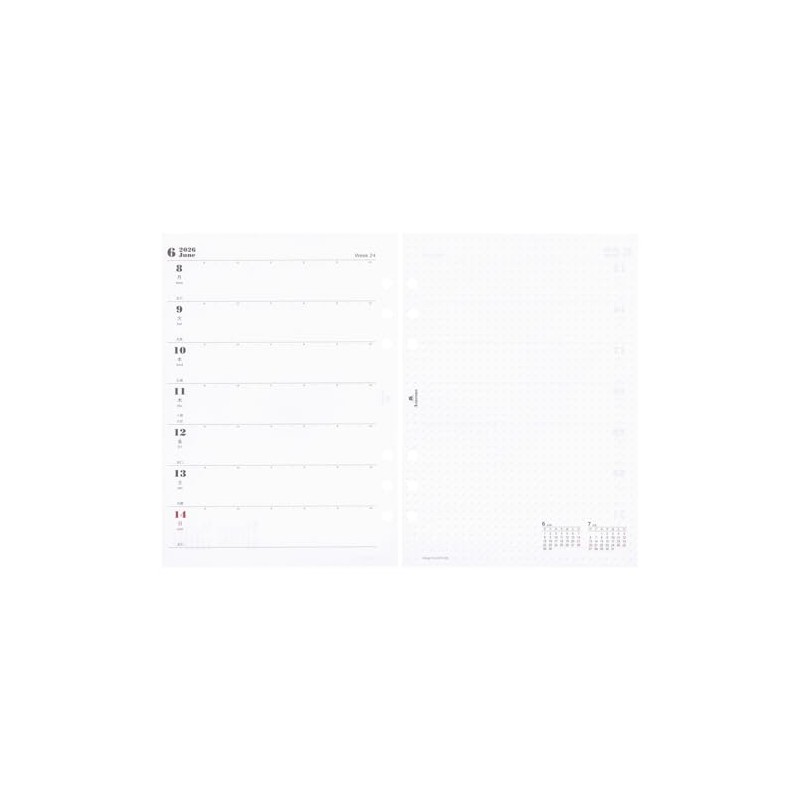2026 A5 Size Weekly Diary Left Personal Organizer Refill 0472-026