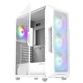Zalman i3 NEO ATX Mid Tower PC Case, 4 x Fixed RGB Fans Pre-Installed for High Performance Airflow, Swing Door Tempered Glass Side Panel, Support 360mm Radiator, White