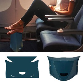DISFAT Travel Foot Rest for Airplane Long Flights,Folding Portable Camping Hiking Stool,Relieves Back & Knee Pain,Comfortable for Long Flights,Cars,subways,Trains,Ultralight Mini(Dark Blue)