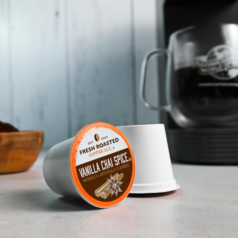 Fresh Roasted Coffee, Vanilla Chai Spice, Flavored Coffee Pods, K-Cup