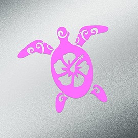 CMI DD502LP Hibiscus Turtle Decal Sticker | 5.5-Inches by 5-Inches | Premium Quality Light Pink Vinyl