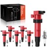A-Premium Set of 6 (Red) Ignition Coil Pack and Iridium