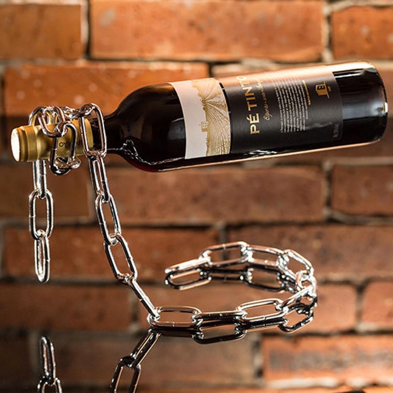 YHan Novelty Magic Wine Bottle Holder - Floating Steel Link