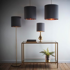 K LIVING Velvet Drum Lampshade for Modern Table Lamps and Ceiling Pendant Fixtures | 12" Grey Versatile Adjustable Floor Lamp Shade | Elegant Lighting for Home and Office