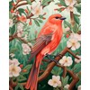 Red Bird with Leaves Floral Paint by Numbers Kits 16x20