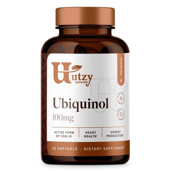 Utzy Naturals Ubiquinol | 100mg | High Absorption Patented CoQ-10 (Kaneka®) | Heart Health & Energy Support | 30 Softgels | Made in USA