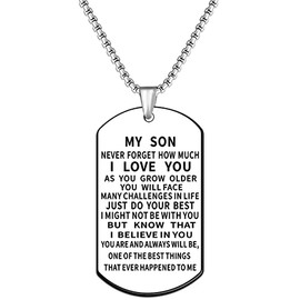 JMIMO Son Necklace Son Gifts from Dad Mun Son Birthday Gifts Graduation Christmas Inspirational Gift