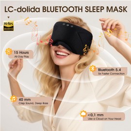 Bluetooth Sleep Mask with Headphones for Women and Men, Total Blackout Sleep Eye Mask with Zip, Soft Sleeping Headphones for Sleeping, All Night Comfort for Travel, Bed
