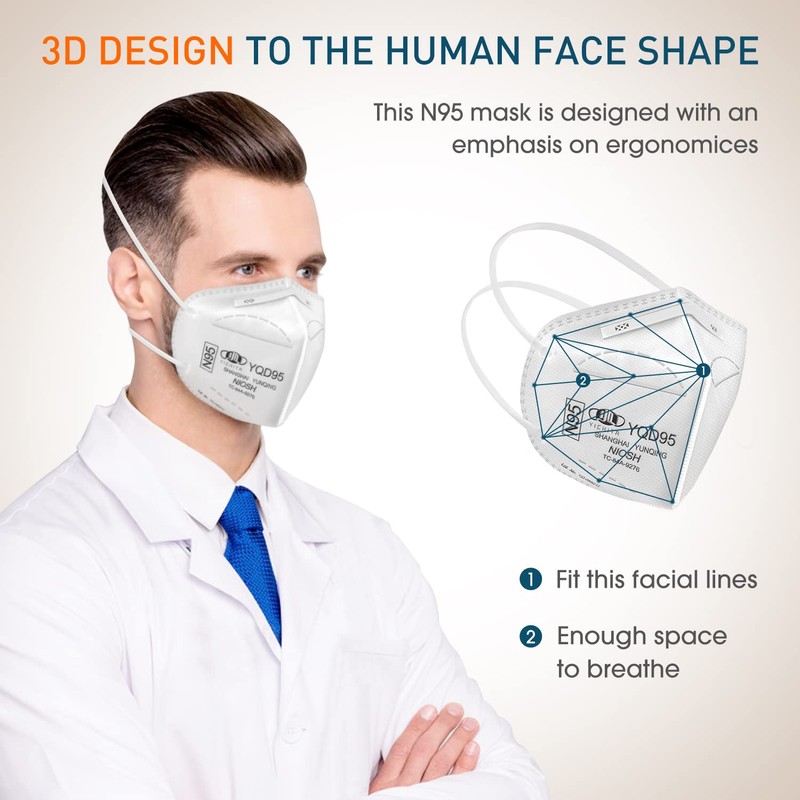 N95 Mask NIOSH Approved 60-Pack, Particulate Respirator N95 Face Masks