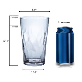 JGIRL unbreakable Plastic Drinking Glasses [Set of 6] Shatterproof Drinking Cups, reusable Drinking Tumblers, Plastic glass cup, Drinking cup, Dishwasher Safe (16 Ounces)