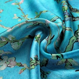 STORY OF SHANGHAI Women's Mulberry Silk Scarf Ladies Silk Scarves Sunscreen Shawls Wraps For Hair, Blue