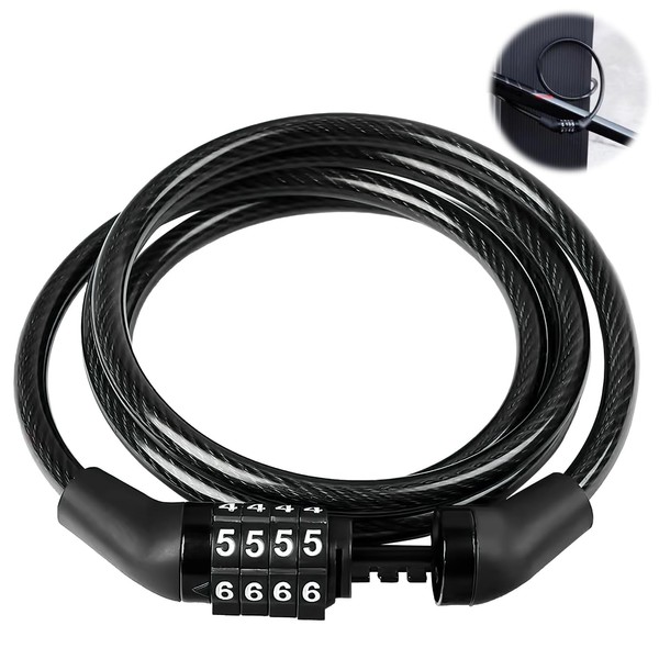 Bicycle Lock Password Lock Cable Lock 4 Digit Combination Lock