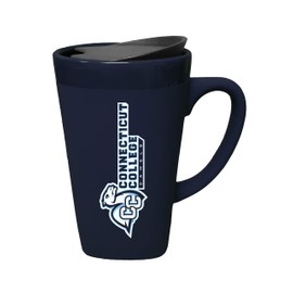 The Fanatic Group Connecticut College Ceramic Mug with Swivel Lid, Design 2 - Blue