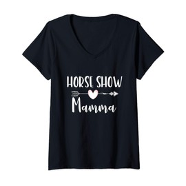 Womens Horse Show Mama T-shirt Cute Riding Show Mom Gift V-Neck T-Shirt